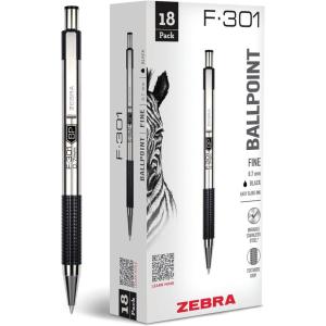 imageZebra Pen F301 Ballpoint Fine Point 07mm Stainless Steel Retractable Ballpoint 4Pack  EasyGlide Ink NonSlip Grip Metal Clip Refillable with FRefill Professional Design 27174Black G