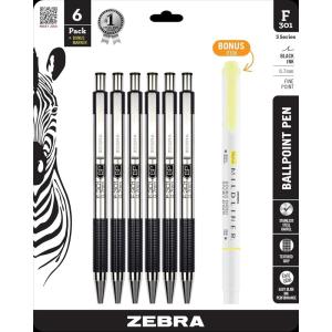 imageZebra Pen F301 Ballpoint Fine Point 07mm Stainless Steel Retractable Ballpoint 4Pack  EasyGlide Ink NonSlip Grip Metal Clip Refillable with FRefill Professional Design 27174Black E