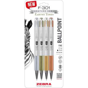 imageZebra Pen F301 Ballpoint Fine Point 07mm Stainless Steel Retractable Ballpoint 4Pack  EasyGlide Ink NonSlip Grip Metal Clip Refillable with FRefill Professional Design 27174Black Ink A