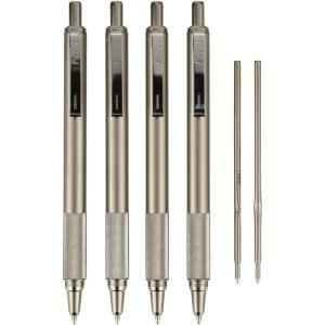 imageZebra Pen F701 Retractable Ballpoint Pen 08mm Fine Point Stainless Steel Barrel Ideal for Office Supplies School Supplies ampamp Teacher Supplies Black Ink 4Pack Plus 2 Refills 50113Black C