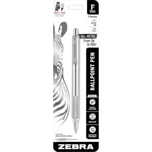 imageZebra Pen F701 Retractable Ballpoint Pen 08mm Fine Point Stainless Steel Barrel Ideal for Office Supplies School Supplies ampamp Teacher Supplies Black Ink 4Pack Plus 2 Refills 50113Black A