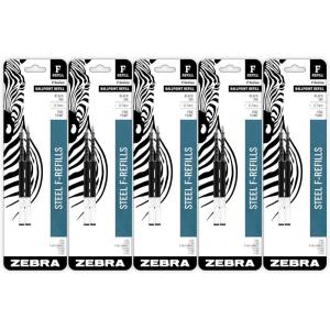 imageZebra Pen FSeries Stainless Steel Ballpoint Refill 10Pack Black Ink 07mm Fine Point Smooth Writing LongLasting Performance 50073Black