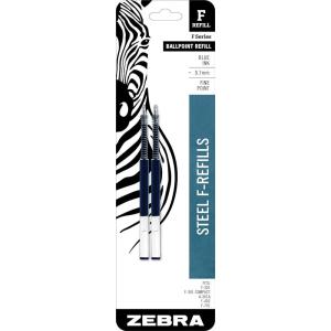 imageZebra Pen FSeries Stainless Steel Ballpoint Refill 10Pack Black Ink 07mm Fine Point Smooth Writing LongLasting Performance 50073Blue