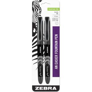 imageZebra Pen Fountain Pen Set Fine Point 06mm Black NonToxic Ink Stainless Steel Nib Disposable 2Pack 483121 Count Pack of 2
