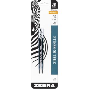 imageZebra Pen G301 Stainless Steel Pen JKRefill Med Point 07mm Blue Ink 2Count2 Count Pack of 1