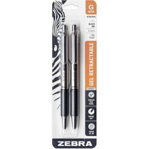imageZebra Pen G402 Gel Pens 2Pack Black Ink 05mm Fine Point Stainless Steel Barrel Comfortable Rubberized Grip Secure Metal Clip Shirt PocketFriendly 49212