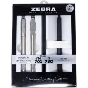 imageZebra Pen G750 Gel Pen 2Pack Blue Ink 07mm Medium Point Black Brass Barrel Knurled Grip Secure Metal Clip Refillable 49822Black Set B