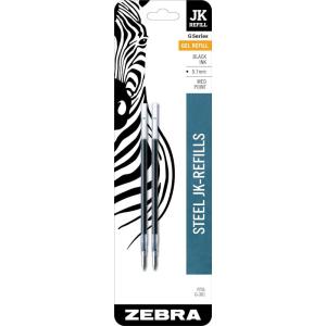 imageZebra Pen GSeries Stainless Steel Gel Ink Pen JKRefill Medium Point 07mm Black Ink 2Pack2 Count Pack of 1