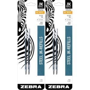 imageZebra Pen GSeries Stainless Steel Gel Ink Pen JKRefill Medium Point 07mm Black Ink 2Pack2 Count Pack of 2