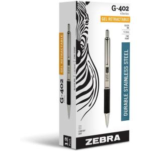 imageZebra Pen GSeries Stainless Steel Gel Ink Pen Refill 2Pack Black Ink 05mm Fine Point JKStyle Smooth Writing Ideal for Everyday Use 880121 Count Pack of 12
