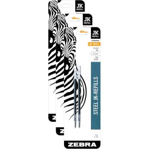 imageZebra Pen GSeries Stainless Steel Gel Ink Pen Refill 2Pack Black Ink 05mm Fine Point JKStyle Smooth Writing Ideal for Everyday Use 880122 Count Pack of 3