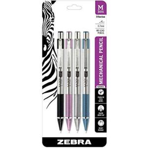 imageZebra Pen M301 Stainless Steel Mechanical Pencil Premium Metal Barrel Medium Point 07mm Black Grip 10Pack Plus Lead and Erasers 543194 Count Pack of 1