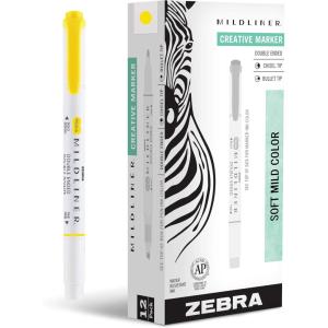 imageZebra Pen Mildliner DualTip Highlighters Broad and Fine Tips Ideal for Bible Highlighting No Bleed School Supplies Teacher Supplies and Office Supplies Mild Violet Ink 12Pack 78180upcLemon Yellow