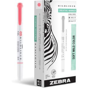 imageZebra Pen Mildliner DualTip Highlighters Broad and Fine Tips Ideal for Bible Highlighting No Bleed School Supplies Teacher Supplies and Office Supplies Mild Violet Ink 12Pack 78180upcCoral Pink