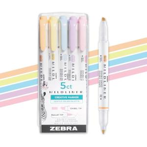 imageZebra Pen Mildliner DualTip Highlighters Chisel and Bullet Tips Ideal for Bible Highlighting No Bleed School Supplies and Teacher Supplies Assorted Neutral and Gentle Ink Colors 10Pack 78701Gentle A