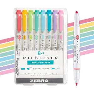 imageZebra Pen Mildliner DualTip Highlighters Chisel and Bullet Tips Ideal for Bible Highlighting No Bleed School Supplies and Teacher Supplies Assorted Neutral and Gentle Ink Colors 10Pack 78701Assorted C