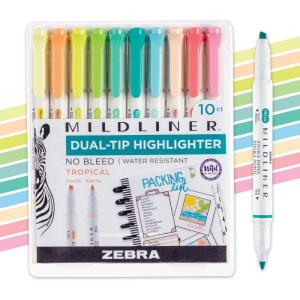 imageZebra Pen Mildliner DualTip Highlighters Chisel and Bullet Tips Ideal for Bible Highlighting No Bleed School Supplies and Teacher Supplies Assorted Neutral and Gentle Ink Colors 10Pack 78701Fluorescent C