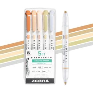 imageZebra Pen Mildliner DualTip Highlighters Chisel and Bullet Tips Ideal for Bible Highlighting No Bleed School Supplies and Teacher Supplies Assorted Neutral and Gentle Ink Colors 10Pack 78701Neutral Vintage A