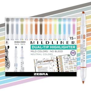 imageZebra Pen Mildliner DualTip Highlighters Chisel and Bullet Tips Ideal for Bible Highlighting No Bleed School Supplies and Teacher Supplies Assorted Neutral and Gentle Ink Colors 10Pack 78701Neutral Vintage E