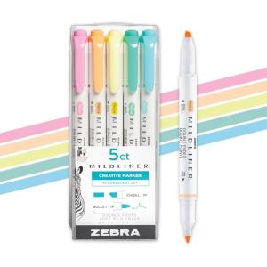 imageZebra Pen Mildliner DualTip Highlighters Chisel and Bullet Tips Ideal for Bible Highlighting No Bleed School Supplies and Teacher Supplies Assorted Neutral and Gentle Ink Colors 10Pack 78701Fluorescent A