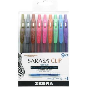 imageZebra Pen Sarasa Clip Recycled Retractable Gel Pen Bold Point 10mm Black Ink 75 Recycled 12Pack 48810Assorted Shiny