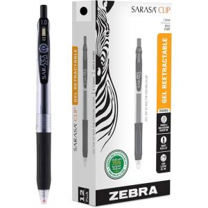 imageZebra Pen Sarasa Clip Recycled Retractable Gel Pen Bold Point 10mm Black Ink 75 Recycled 12Pack 48810Black