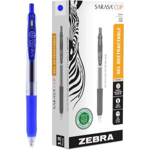 imageZebra Pen Sarasa Clip Recycled Retractable Gel Pen Bold Point 10mm Black Ink 75 Recycled 12Pack 48810Blue