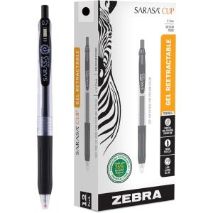 imageZebra Pen Sarasa Clip Recycled Retractable Gel Pen Medium Point 07mm Blue Ink 75 Recycled 12Pack 48720Black