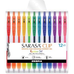 imageZebra Pen Sarasa Clip Retractable Gel Pen 05mm Fine Point Light and Dark Assorted Colors Ideal for School Supplies and Teacher Supplies 10Pack 49510Assorted Rainbow A