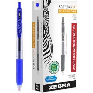 imageZebra Pen Sarasa Clip Retractable Gel Pen 05mm Fine Point Light and Dark Assorted Colors Ideal for School Supplies and Teacher Supplies 10Pack 49510Blue