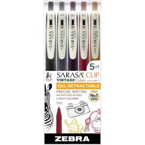 imageZebra Pen Sarasa Clip Retractable Gel Pen 05mm Fine Point Light and Dark Assorted Colors Ideal for School Supplies and Teacher Supplies 10Pack 49510Neutral Vintage A