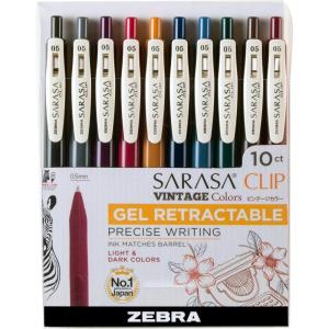 imageZebra Pen Sarasa Clip Retractable Gel Pen 05mm Fine Point Light and Dark Assorted Colors Ideal for School Supplies and Teacher Supplies 10Pack 49510Neutral Vintage C