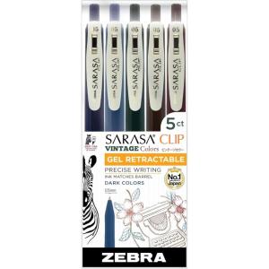 imageZebra Pen Sarasa Clip Retractable Gel Pen 05mm Fine Point Light and Dark Assorted Colors Ideal for School Supplies and Teacher Supplies 10Pack 49510Neutral Vintage B