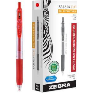 imageZebra Pen Sarasa Clip Retractable Gel Pen 05mm Fine Point Light and Dark Assorted Colors Ideal for School Supplies and Teacher Supplies 10Pack 49510Red