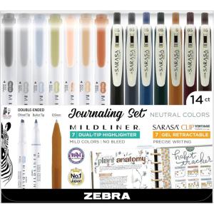 imageZebra Pen Sarasa Clip Vintage and Mildliner Neutral Set Ideal for Bible Highlighting No Bleed School Supplies and Teacher Supplies Fine Point Assorted Colors 14Pack 10114