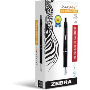 imageZebra Pen Sarasa Dry X1 Retractable Gel Pen Medium Point 07mm Blue Ink 12Pack 45620Black
