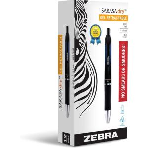 imageZebra Pen Sarasa Dry X1 Retractable Gel Pen Medium Point 07mm Blue Ink 12Pack 45620Blue