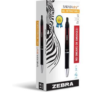 imageZebra Pen Sarasa Dry X1 Retractable Gel Pen Medium Point 07mm Blue Ink 12Pack 45620Red