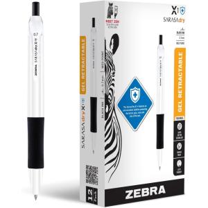 imageZebra Pen Sarasa Dry X1 Retractable Gel Pen Plastic Barrel with Protective Coating Medium Point 07mm Blue Ink 12PackBlack A
