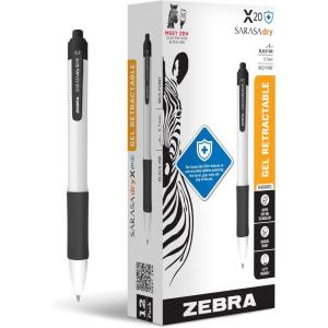 imageZebra Pen Sarasa Dry X1 Retractable Gel Pen Plastic Barrel with Protective Coating Medium Point 07mm Blue Ink 12PackBlack Ink