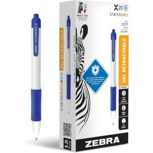 imageZebra Pen Sarasa Dry X1 Retractable Gel Pen Plastic Barrel with Protective Coating Medium Point 07mm Blue Ink 12PackBlue Ink