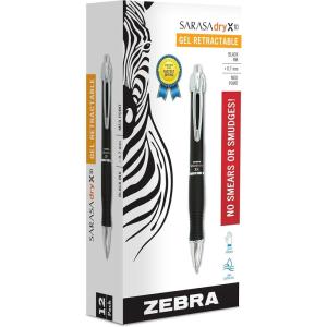 imageZebra Pen Sarasa Dry X10 Retractable Gel Pen Medium Point 07mm Blue Barrel Acid Free Blue Ink 12Pack 42620 Packaging may varyBlack