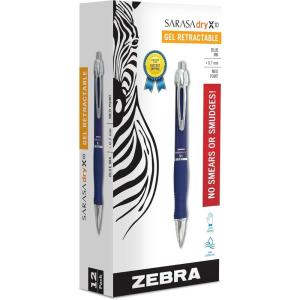 imageZebra Pen Sarasa Dry X10 Retractable Gel Pen Medium Point 07mm Blue Barrel Acid Free Blue Ink 12Pack 42620 Packaging may varyBlue