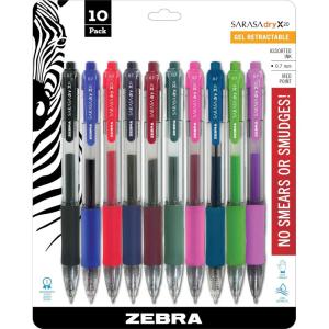 imageZebra Pen Sarasa Dry X20 Retractable Gel Pens 07mm Medium Point Black Ink with Rapid Dry Ink Technology Ideal for Office Supplies and School Supplies 5Pack 46855Fashion Assorted A