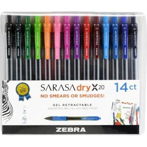 imageZebra Pen Sarasa Dry X20 Retractable Gel Pens 07mm Medium Point Black Ink with Rapid Dry Ink Technology Ideal for Office Supplies and School Supplies 5Pack 46855Fashion Assorted B