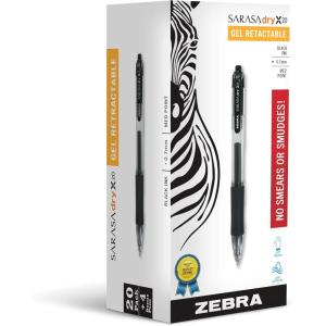 imageZebra Pen Sarasa Dry X20 Retractable Gel Pens 07mm Medium Point Black Ink with Rapid Dry Ink Technology Ideal for Office Supplies and School Supplies 5Pack 46855BlackBlueRed
