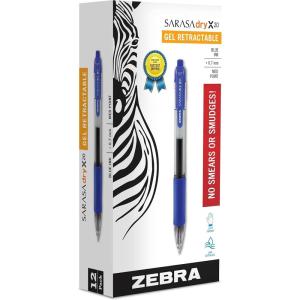 imageZebra Pen Sarasa Dry X20 Retractable Gel Pens 07mm Medium Point Black Ink with Rapid Dry Ink Technology Ideal for Office Supplies and School Supplies 5Pack 46855Blue A