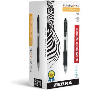 imageZebra Pen Sarasa Dry X20 Retractable Gel Pens 07mm Medium Point Black Ink with Rapid Dry Ink Technology Ideal for Office Supplies and School Supplies 5Pack 46855Black C