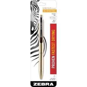 imageZebra Pen Sarasa Grand Retractable Gel Ink Pen Gold Barrel Medium Point 07mm Black Ink 45511 Pack of 1Black Ink Gold Barrel