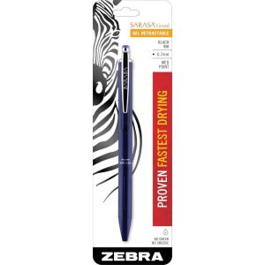 imageZebra Pen Sarasa Grand Retractable Gel Ink Pen Gold Barrel Medium Point 07mm Black Ink 45511 Pack of 1Black Ink Navy Barrel
